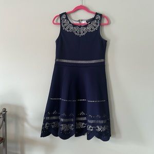 Navy Blue Laser-cut Dress